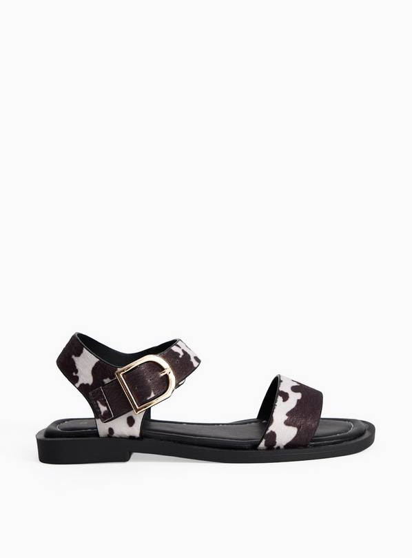 Cow Print Strappy Sandals 12 Infant